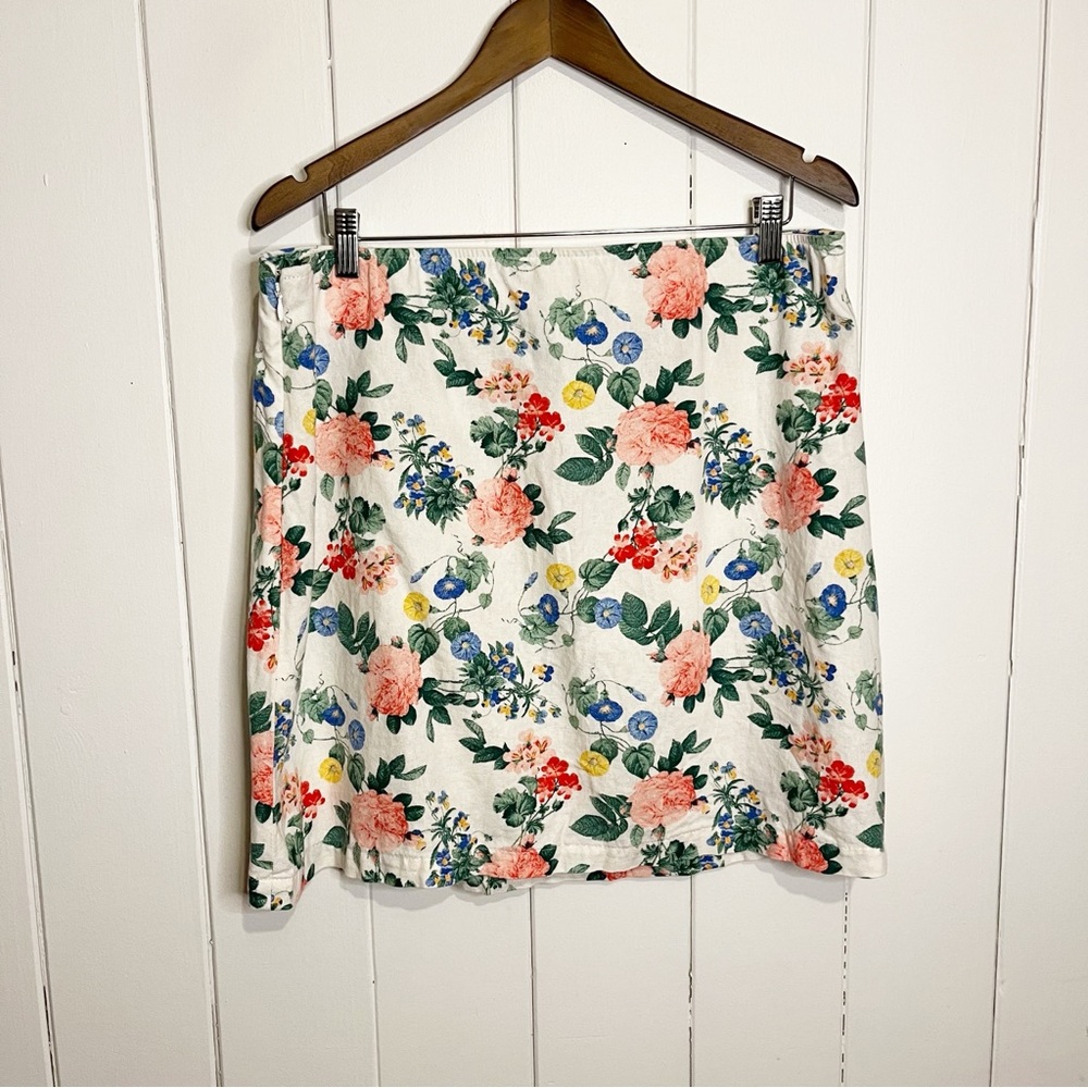 Old Navy Floral Linen Cotton Blend Midi Skirt. Size XL.